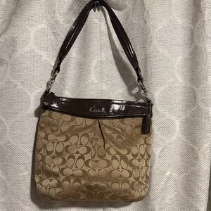Coach Beige and Dark Brown Shoulder Bag